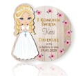 Personalizowane naklejki 7cm x 25szt. I Komunia, dla dziewczynki, Podziękowanie dla gości