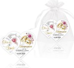 Magnes z sercem, Obrączki, Różowe kwiaty, Podziękowania dla gości, SRC292