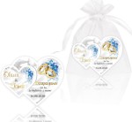 Magnes z sercem, Obrączki, Niebieskie kwiaty, Podziękowania dla gości, SRC293