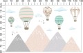 Szablon 130cm. Różowe góry ,balony, chmurki, skandynawskie wzory