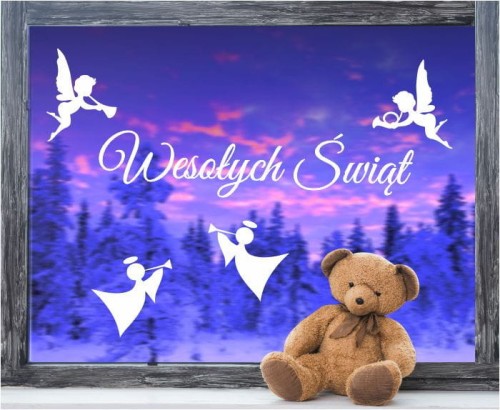 Naklejka aniolki, napis wesolych swiat, anioly, boze narodzenie ZIM080.jpg