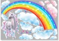 Jednorożec , tęcza, chmury, motylki, Kucyk