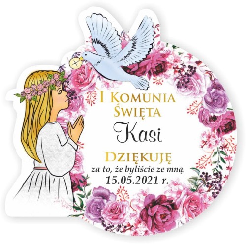 Magnesy podziękowania dla gości, komunia dla dziewczynki, I komunia święta dziewczynki