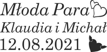 Naklejki ślubne na samochód, Młoda Para, imiona, data