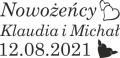 Naklejki ślubne na samochód, Nowożeńcy, imiona, data ślubu
