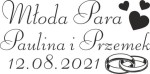 Naklejki ślubne na samochód, Młoda Para, imiona, data ślubu, obrączki 003