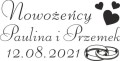Naklejki ślubne na samochód, Nowożeńcy, imiona, data ślubu, obrączki