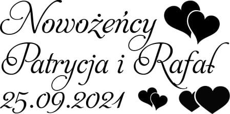Naklejki ślubne na samochód, Nowożeńcy, imiona, data ślubu, serca 008