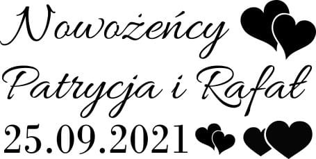 Naklejki ślubne na samochód, Nowożeńcy, imiona, data ślubu, serca 010
