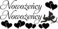 Naklejki ślubne na samochód, 2x Nowożeńcy, Kupidyn, Serca 012