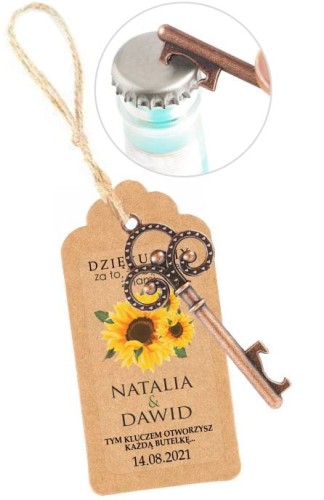 Kluczyk otwieracz, Brelok, Klucz, Słoneczniki, Podziękowanie dla gości