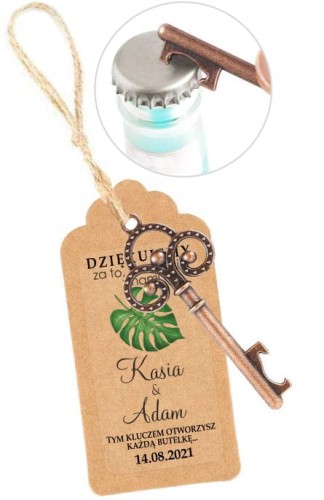 Kluczyk otwieracz, Brelok, Klucz, Liść, Monstera, Podziękowanie dla gości