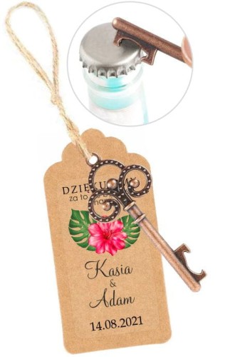Kluczyk otwieracz, Brelok, Klucz, Kwiat, Podziękowanie dla gości
