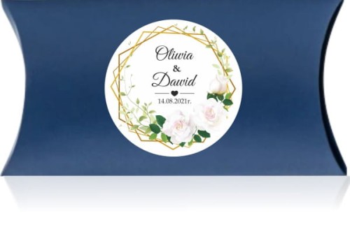 Pudełko z naklejką Białe kwiaty, róże