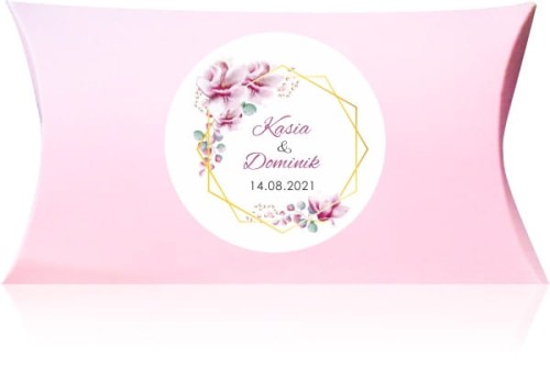 Pudełko z naklejką Różowe Magnolie, kwiaty