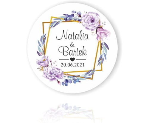 Magnes,  Podziękowania dla gości, Fioletowe kwiaty ze złotą ramką