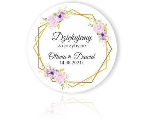 Magnes na wesele dla gości,  Podziękowania dla gości, Gerbery, fioletowe i różowe kwiaty