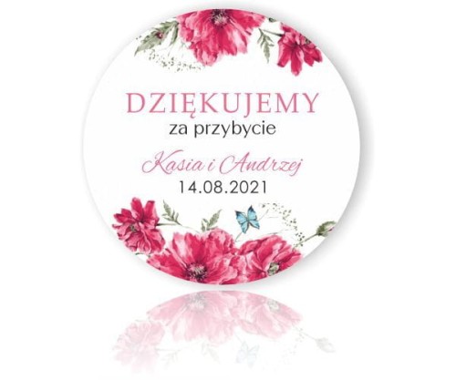 Magnes,  Podziękowania dla gości, czerwone maki, kwiaty, motyl