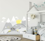 HIT Góry szare, Chmurki, Auta Skandynawskie wzory Naklejki ścienne