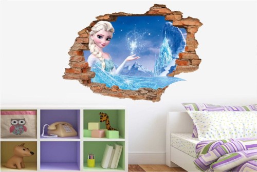 Naklejki na ścianę 3D Kraina Lodu Elza bajki - NaklejkiOzdobne.pl
