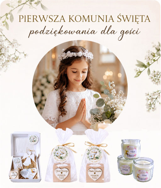 I komunia podziękowanie dla gości pamiatka i komunii