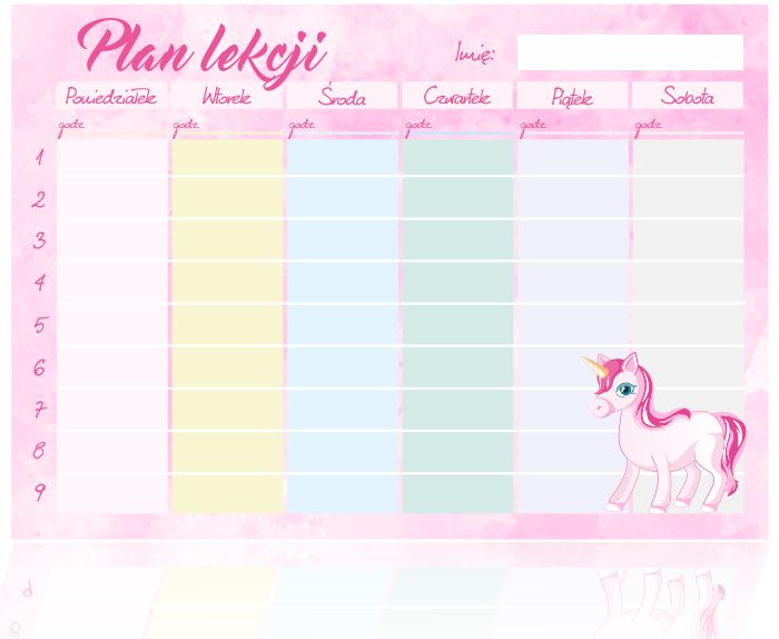 Plan lekcji na lodówkę, magnetyczny